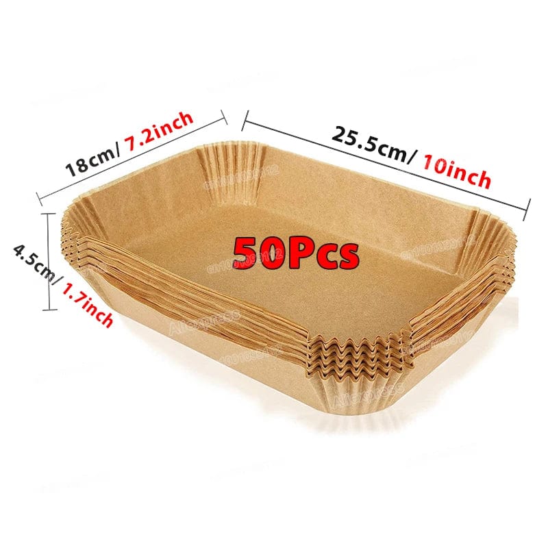Papiers Cuisson Air Fryer, 100/50 Pièces, 16cm, Ronds, Blancs/Brun : Accessoires Cuisine Ecofriendly Brown-rectangle-50