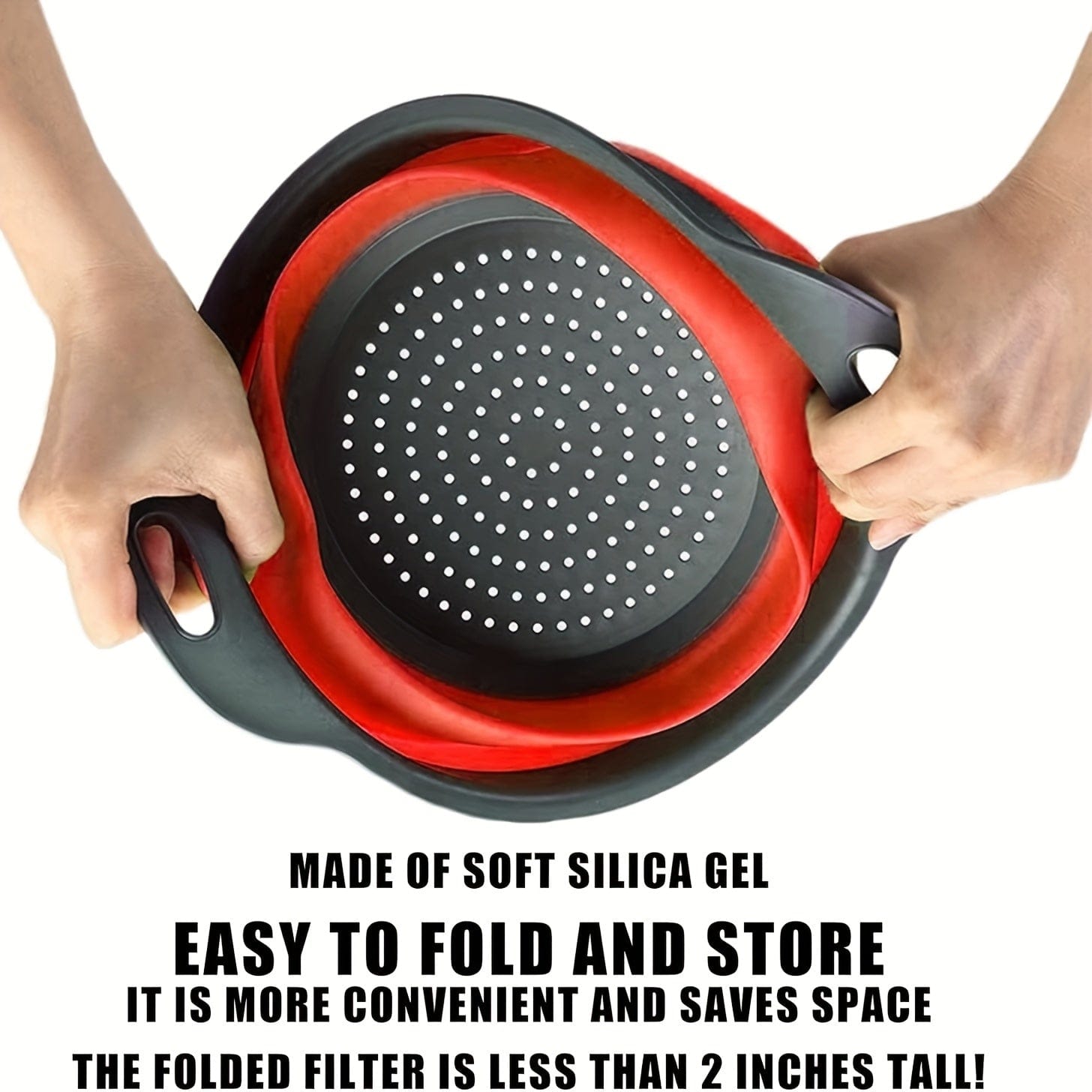 Passeoire Pliante Silicone pour Égoutter Pâtes et Fruits - Set de 2 - Vert / Rouge / Bleu