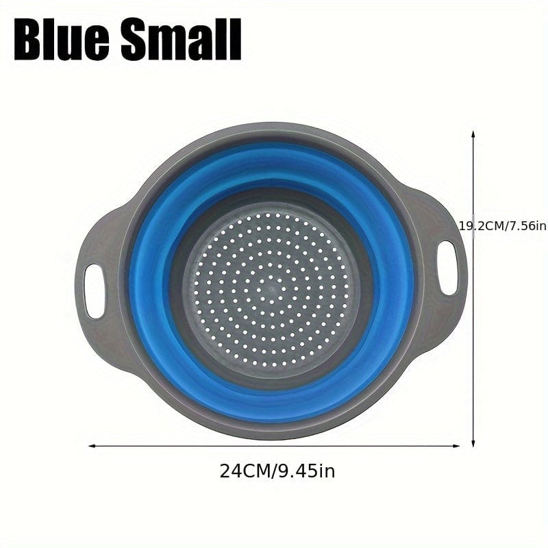 Passeoire Pliante Silicone pour Égoutter Pâtes et Fruits - Set de 2 - Vert / Rouge / Bleu Blue A / Small