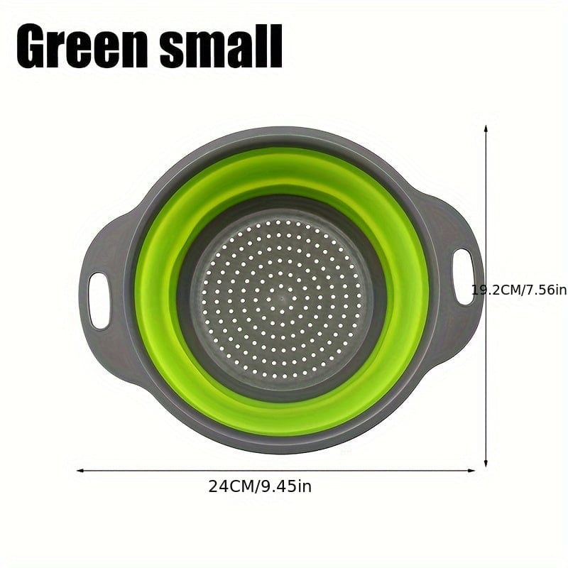 Passeoire Pliante Silicone pour Égoutter Pâtes et Fruits - Set de 2 - Vert / Rouge / Bleu Green / Small