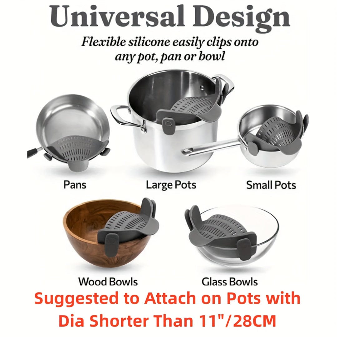 Passoire en Silicone pour Casseroles - Filtrage Facile, Manuelle, Fruits, Légumes - NL25678 grey