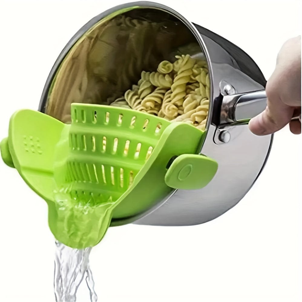 Passoire en Silicone pour Casseroles - Filtrage Facile, Manuelle, Fruits, Légumes - NL25678 Green