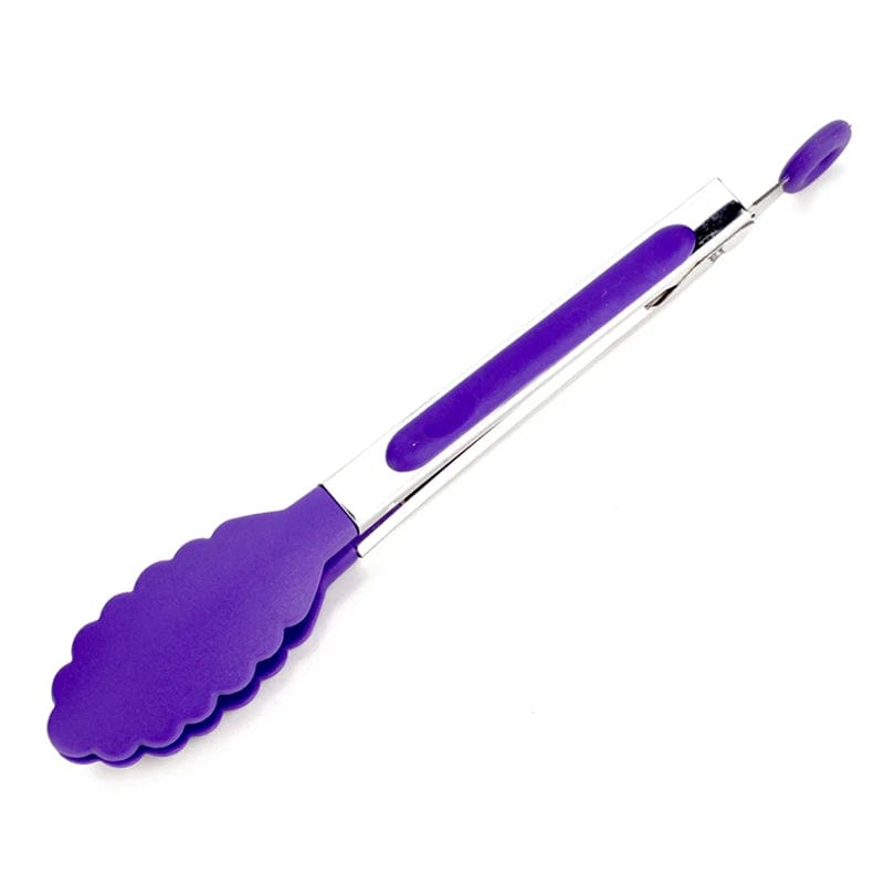 Pince à nourriture en acier inoxydable avec revêtement en silicone - Accessoire cuisine BBQ saladier purple 1PCS