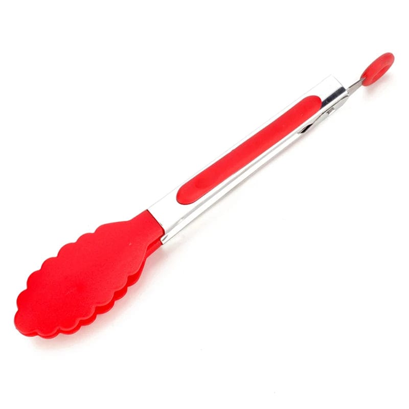 Pince à nourriture en acier inoxydable avec revêtement en silicone - Accessoire cuisine BBQ saladier red 1PCS