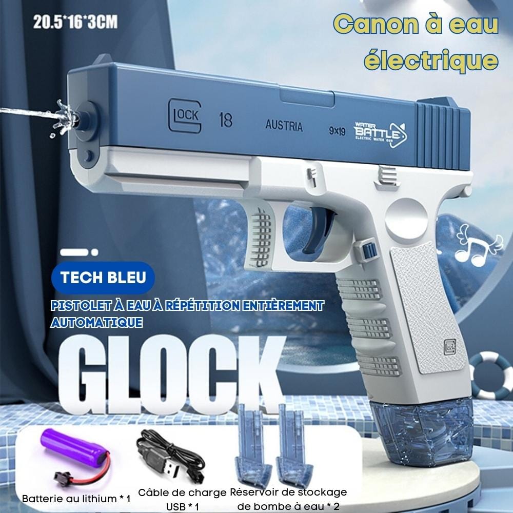 Pistolet à eau hyper puissant Bleu / Petit Chargeur / USB