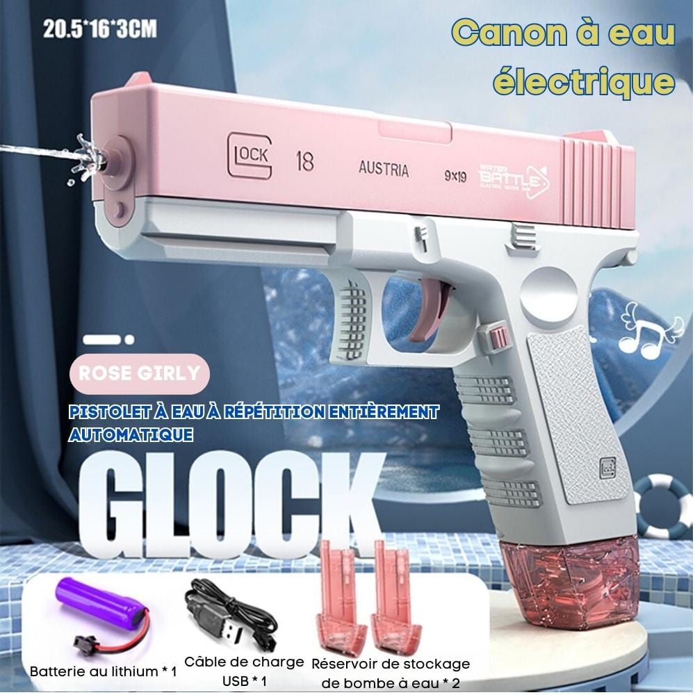 Pistolet à eau hyper puissant Rose / Petit Chargeur / USB