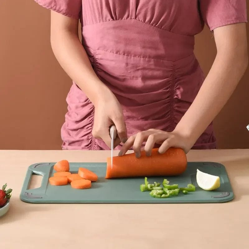 Planche à Découper Cuisine: Inox et Plastique 2 en 1 pour Viande et Légumes