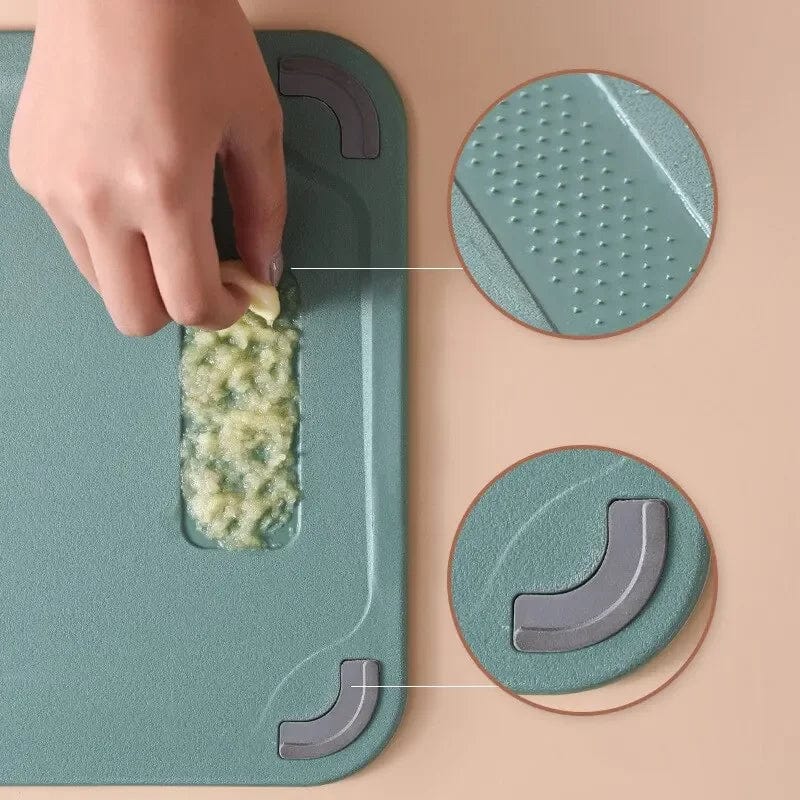 Planche à Découper Cuisine: Inox et Plastique 2 en 1 pour Viande et Légumes