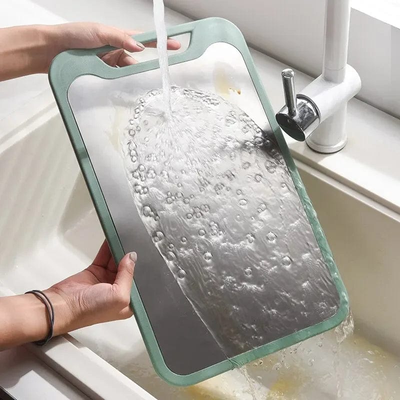 Planche à Découper Cuisine: Inox et Plastique 2 en 1 pour Viande et Légumes