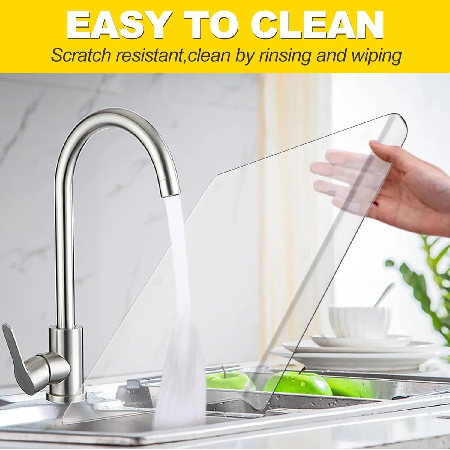 Planche à découper de cuisine transparente en acrylique avec rebord antidérapant