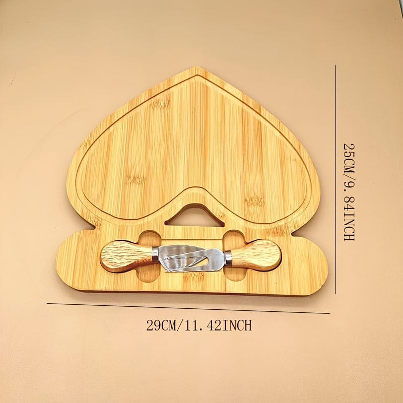 Planche à découper en bambou et couteau à fromage - idéal pour fruits, fromage et beurre - Cadeau parfait pour la fête des pères et des mères