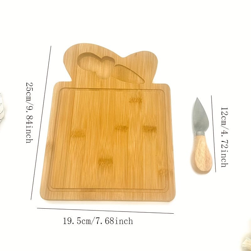 Planche à découper en bambou et couteau à fromage - idéal pour fruits, fromage et beurre - Cadeau parfait pour la fête des pères et des mères