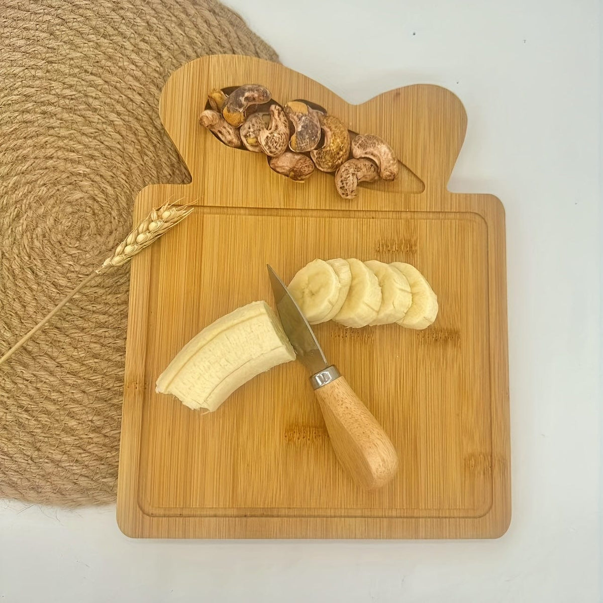 Planche à découper en bambou et couteau à fromage - idéal pour fruits, fromage et beurre - Cadeau parfait pour la fête des pères et des mères