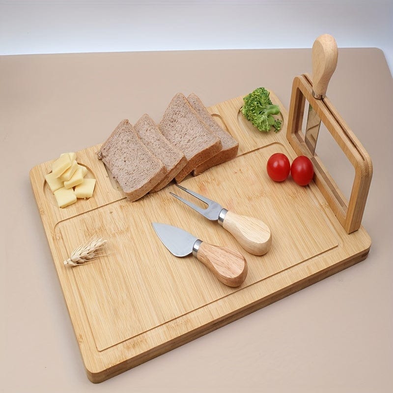 Planche à découper en bambou et couteau à fromage - idéal pour fruits, fromage et beurre - Cadeau parfait pour la fête des pères et des mères Three-dimensional Rectangular Shape