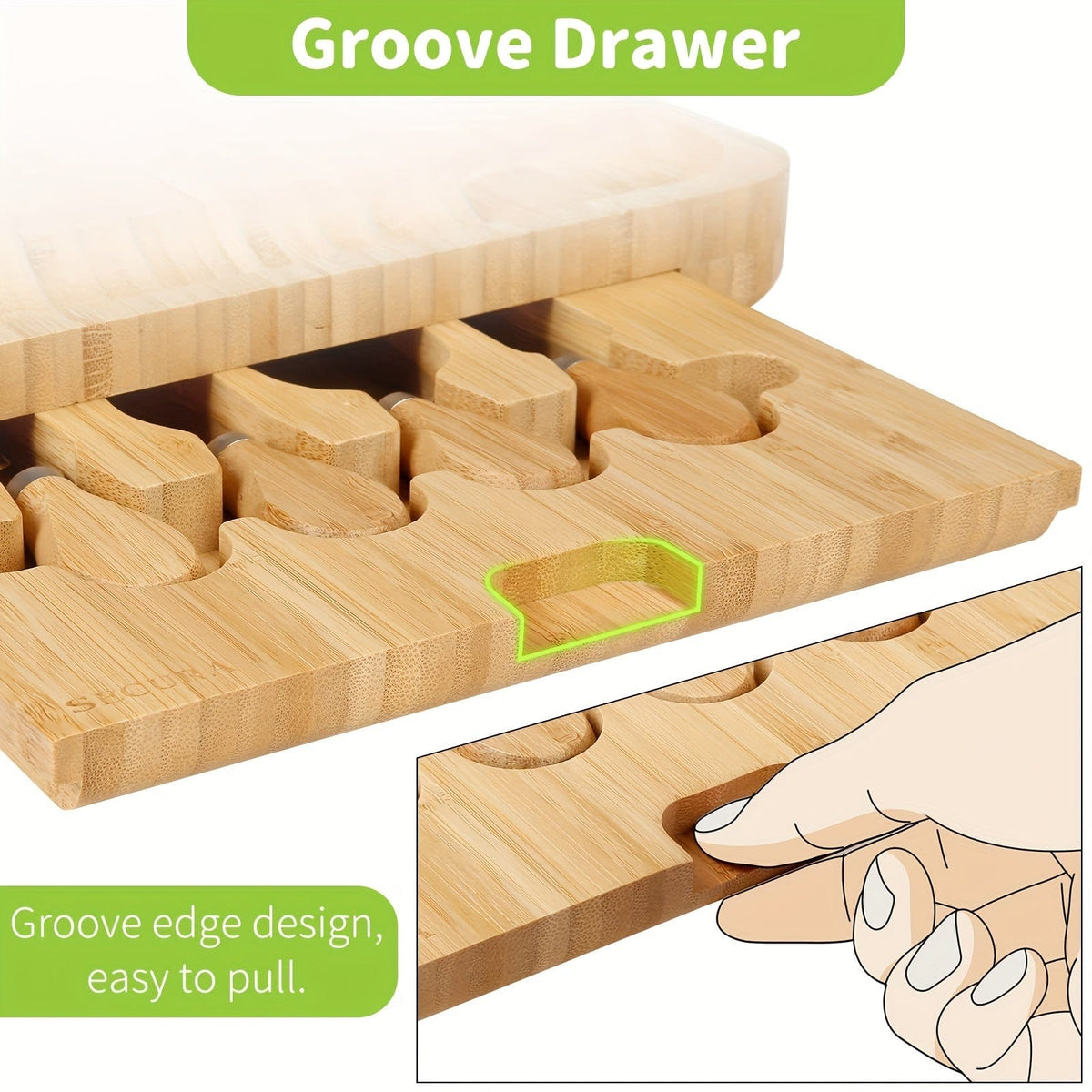 Plateau à fromage en bambou avec couteau et bols en céramique - Ensemble cadeau优 - FN63926 Beige