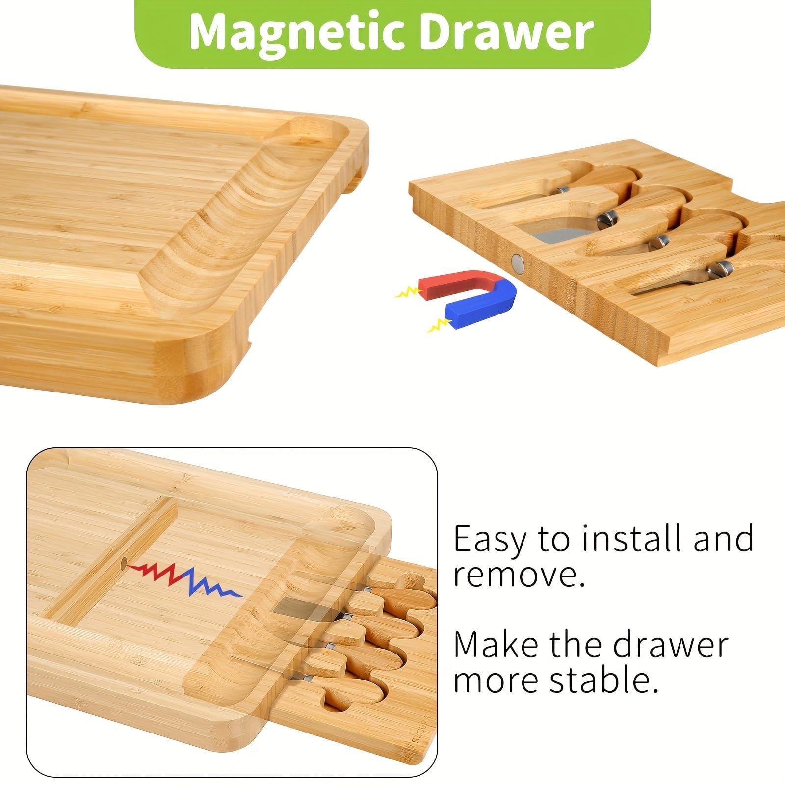 Plateau à fromage en bambou avec couteau et bols en céramique - Ensemble cadeau优 - FN63926 Beige