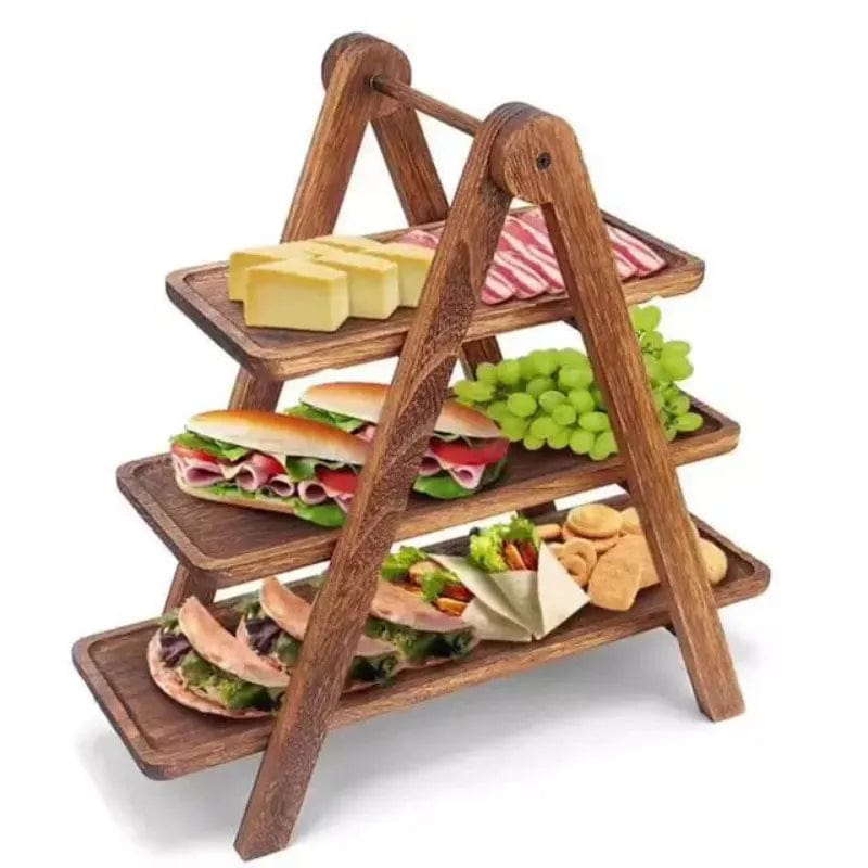 Plateau en Bois pour Servir les Aliments et Ranger, Déco Cuisine Eco-Friendly Three layers