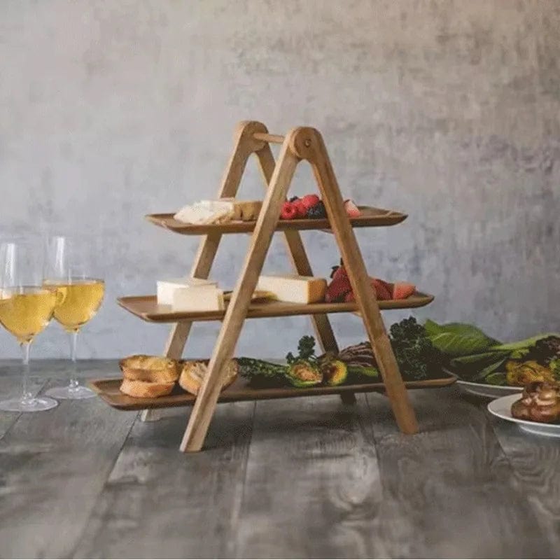 Plateau en Bois pour Servir les Aliments et Ranger, Déco Cuisine Eco-Friendly Three layers