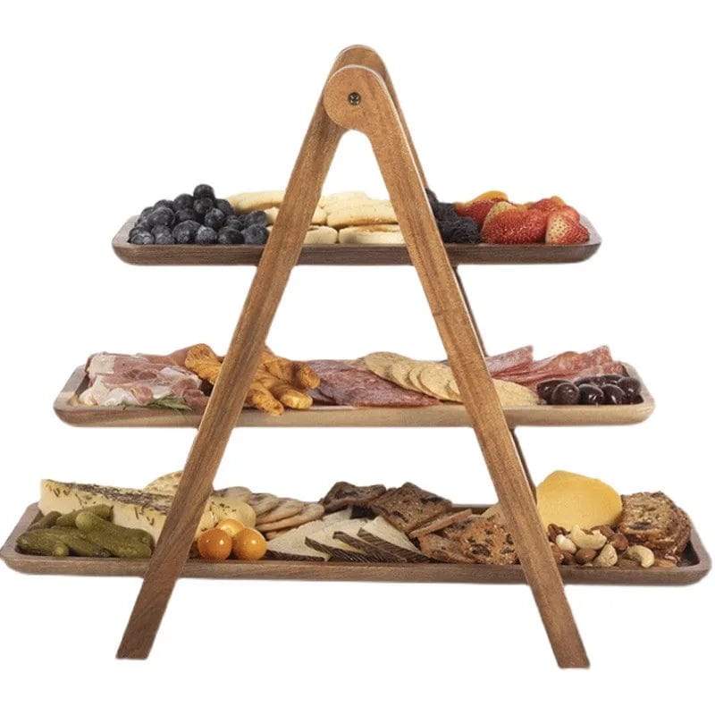 Plateau en Bois pour Servir les Aliments et Ranger, Déco Cuisine Eco-Friendly Three layers