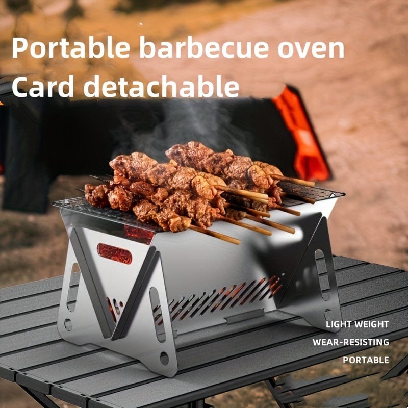 Poêle à Bois de Camping avec Grill, Acier Inoxydable, Portable 1pc