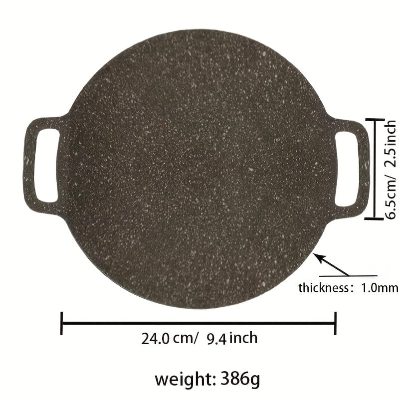 Poêle à rôtir en fonte, forme ronde, revêtement antiadhésif en pierre de Maifan, poêle à griller avec poignées - NK103563