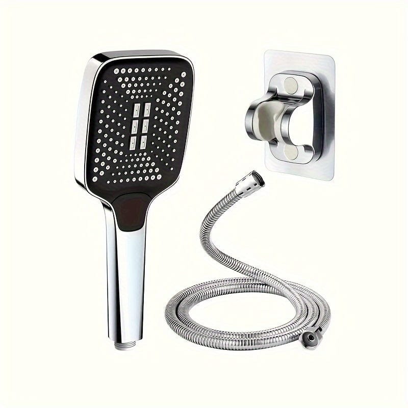 Pommeau de douche carré ajustable, superchargé en ABS, spray thermostatique, économiseur d'eau, accessoire de salle de bains 1.5m Silvery Suit