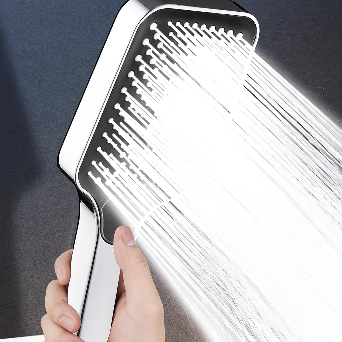 Pommeau de douche carré ajustable, superchargé en ABS, spray thermostatique, économiseur d'eau, accessoire de salle de bains Silvery-Additional
