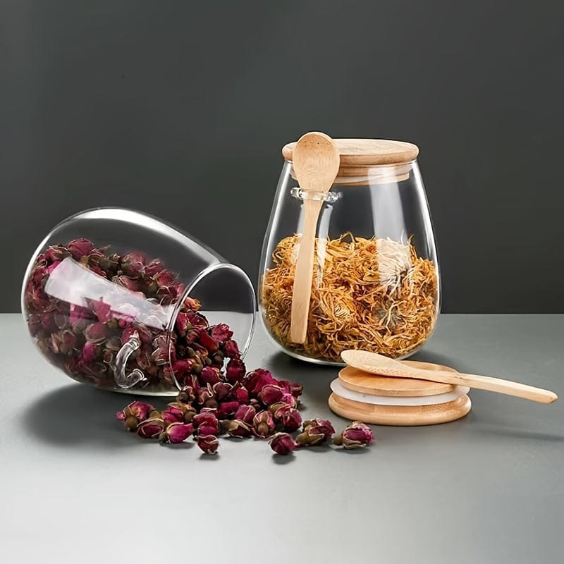 Pot en verre avec couvercles hermétiques - Lot de 1, Pots à bonbons et de rangement pour thé, café, épices - Accessoires de cuisine design - Réf. AV74355 350ml