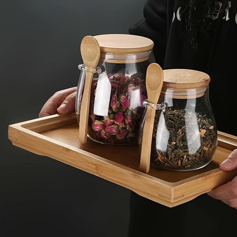 Pot en verre avec couvercles hermétiques - Lot de 1, Pots à bonbons et de rangement pour thé, café, épices - Accessoires de cuisine design - Réf. AV74355 350ml