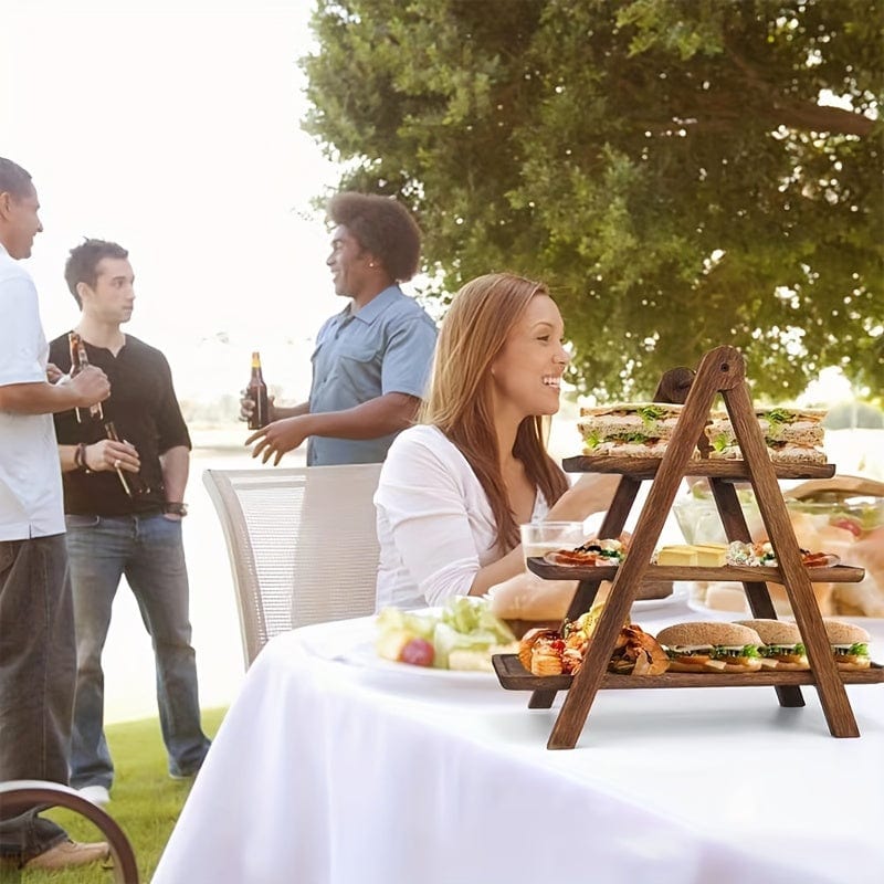 Présentoir à gâteaux rustique en bois - Étagère à fruits et snacks écologique pour fêtes et déco intérieure (ID: LY129567) Modern Minimalist