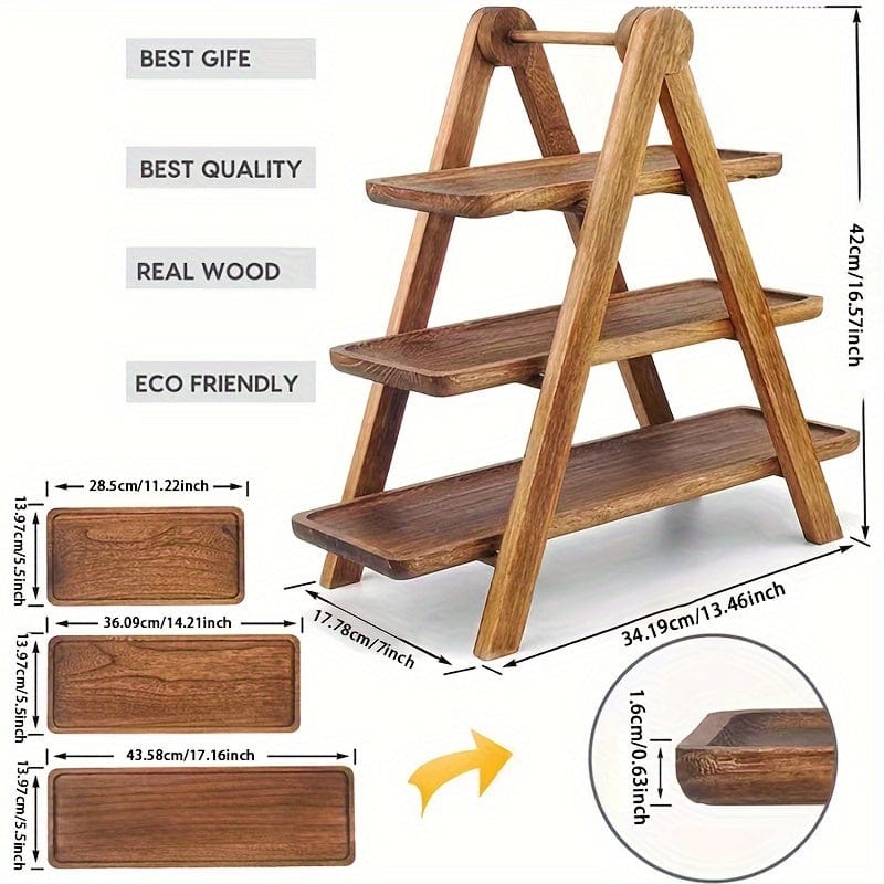 Présentoir à gâteaux rustique en bois - Étagère à fruits et snacks écologique pour fêtes et déco intérieure (ID: LY129567) Modern Minimalist