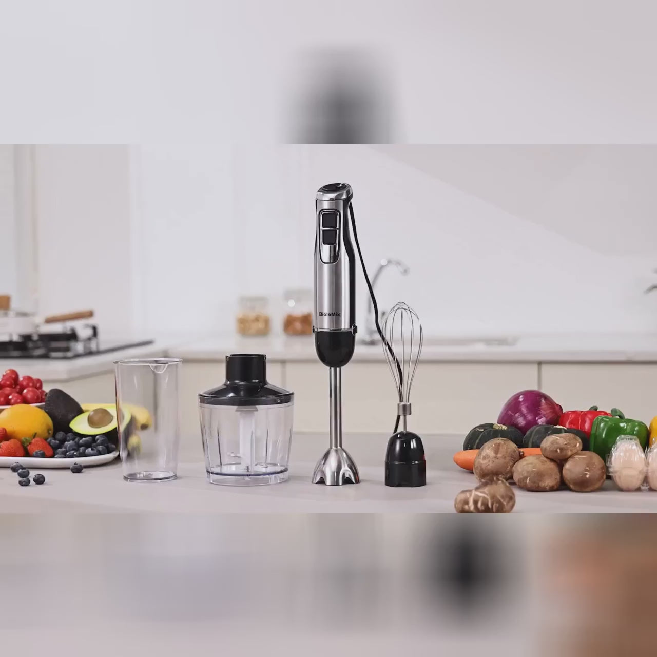 Mixeur Plongeant avec Récipients et Accessoires