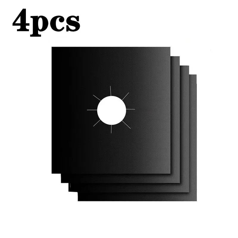 Protège gazinière 2-8pcs en fibres de verre noires - Tapis de cuisson réutilisable - Accessoire cuisine - Taille 270 x 270mm 4pcs