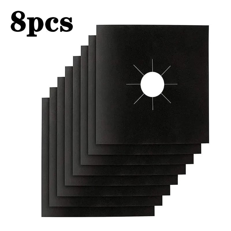 Protège gazinière 2-8pcs en fibres de verre noires - Tapis de cuisson réutilisable - Accessoire cuisine - Taille 270 x 270mm 8pcs