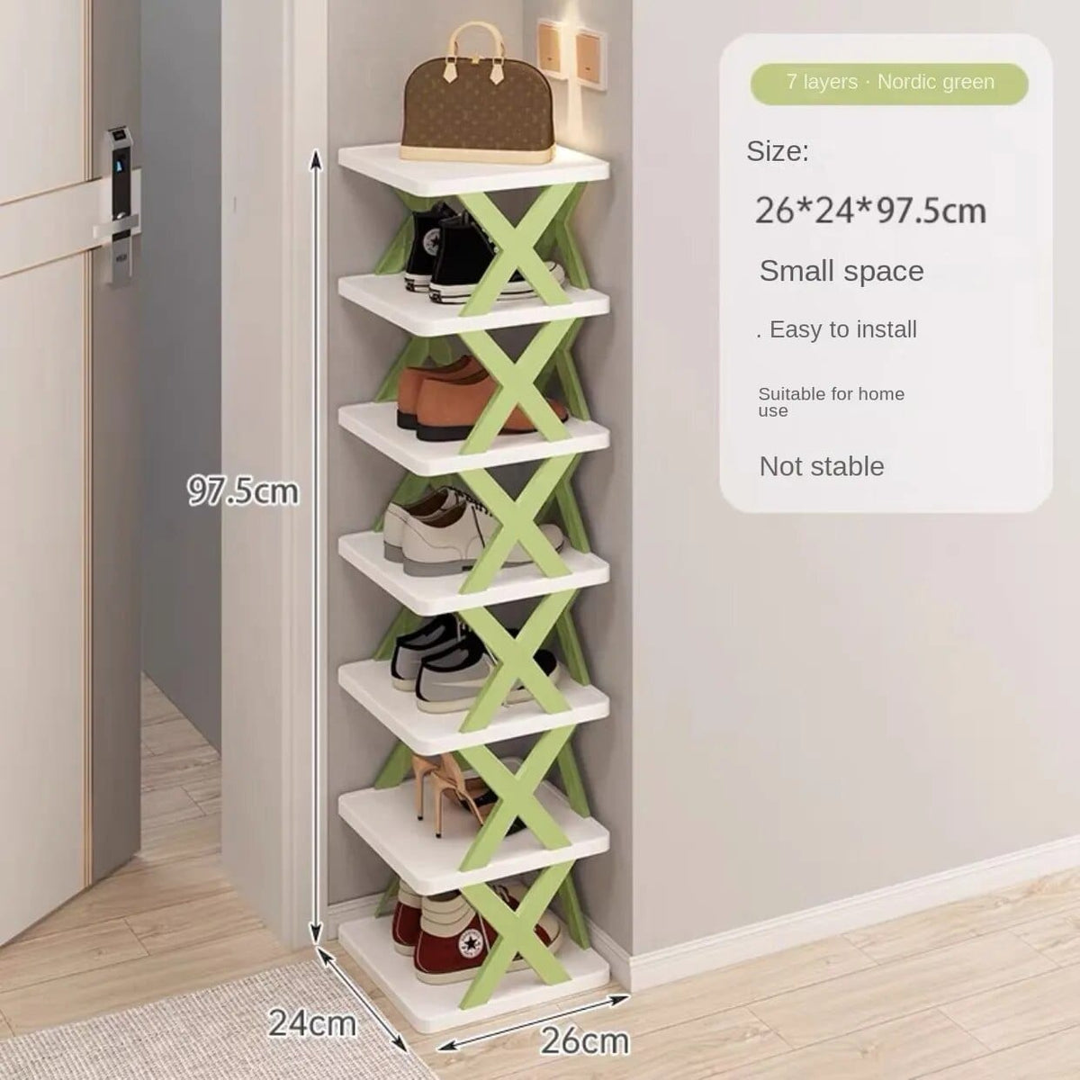 Rangement pour chaussures multi-étages 7 étages / Vert