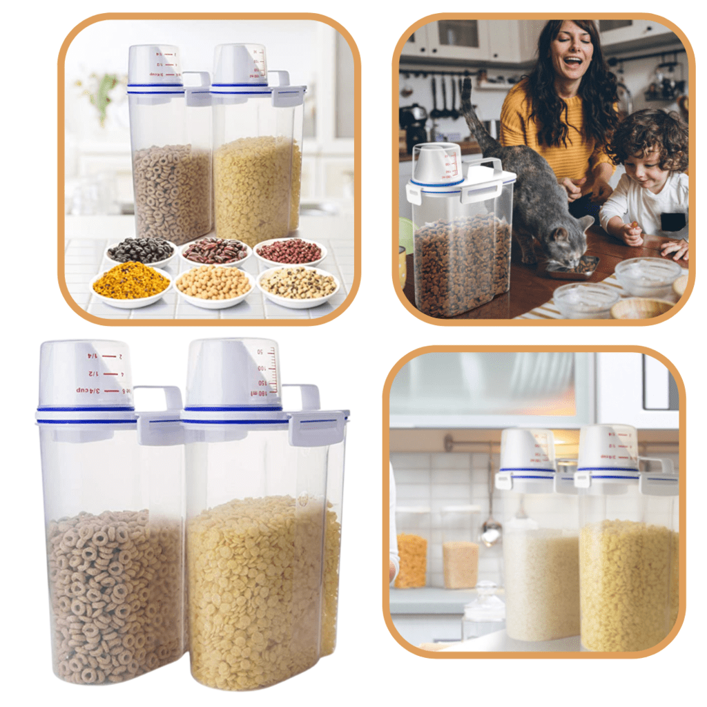 Récipient de stockage alimentaire avec bec verseur et doseur gradué