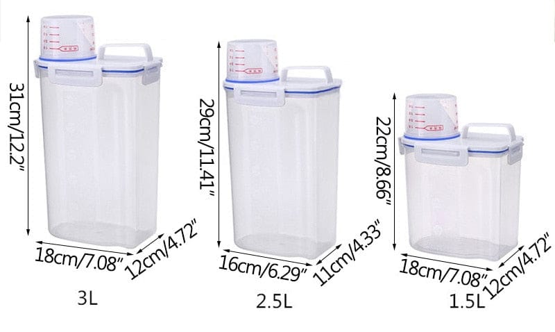 Récipient de stockage alimentaire avec bec verseur et doseur gradué