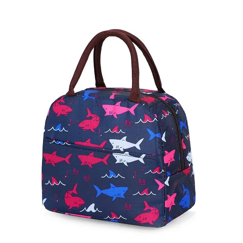 Sac à Lunchbox isotherme en tissu imprimé Bleu avec des Requins