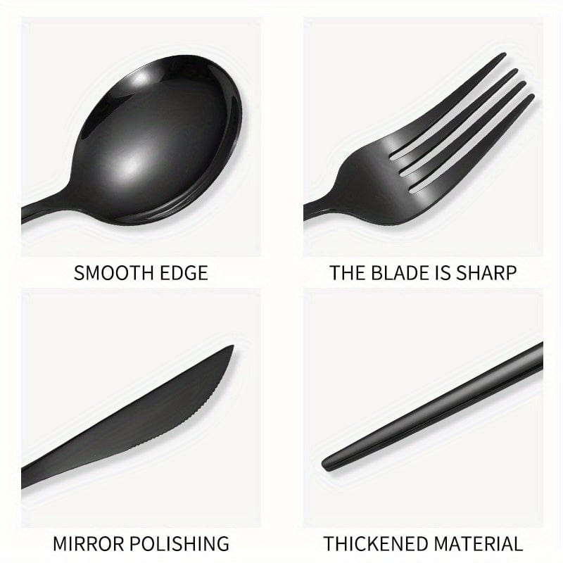 Service de Vaisselle Portugal - 24 pièces en Acier Inoxydable - Set de Couverts Steak Fourchettes Cuillères - Lave-Vaisselle - VVN75871