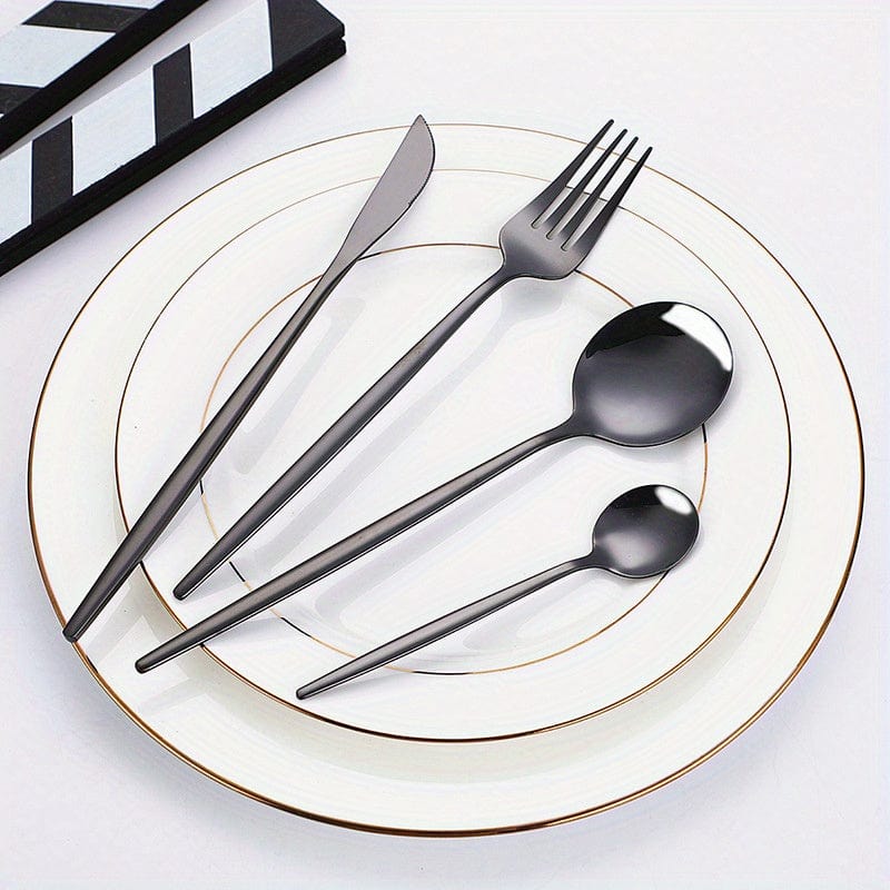 Service de Vaisselle Portugal - 24 pièces en Acier Inoxydable - Set de Couverts Steak Fourchettes Cuillères - Lave-Vaisselle - VVN75871