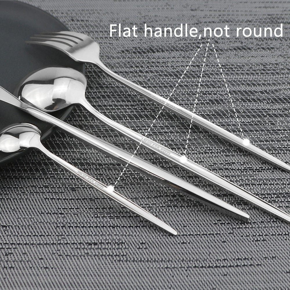 Set de couverts dorés avec manche noir - Acier inoxydable 24 pièces - VF20943