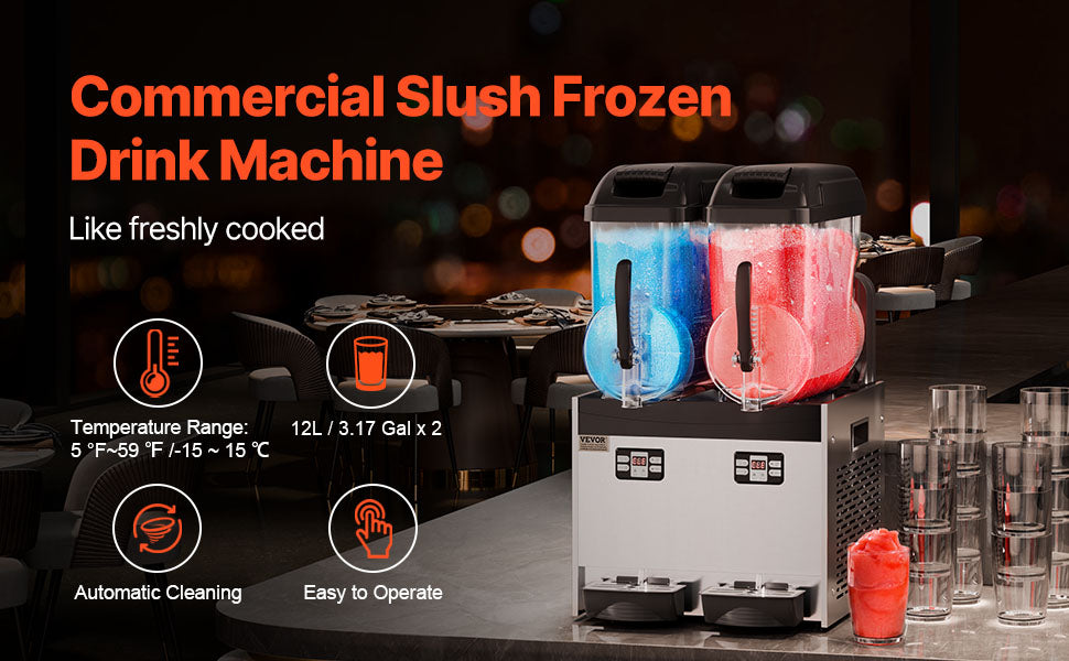 Machine à Granita Professionnelle 12 L — 1 Cuve, 48 Boissons