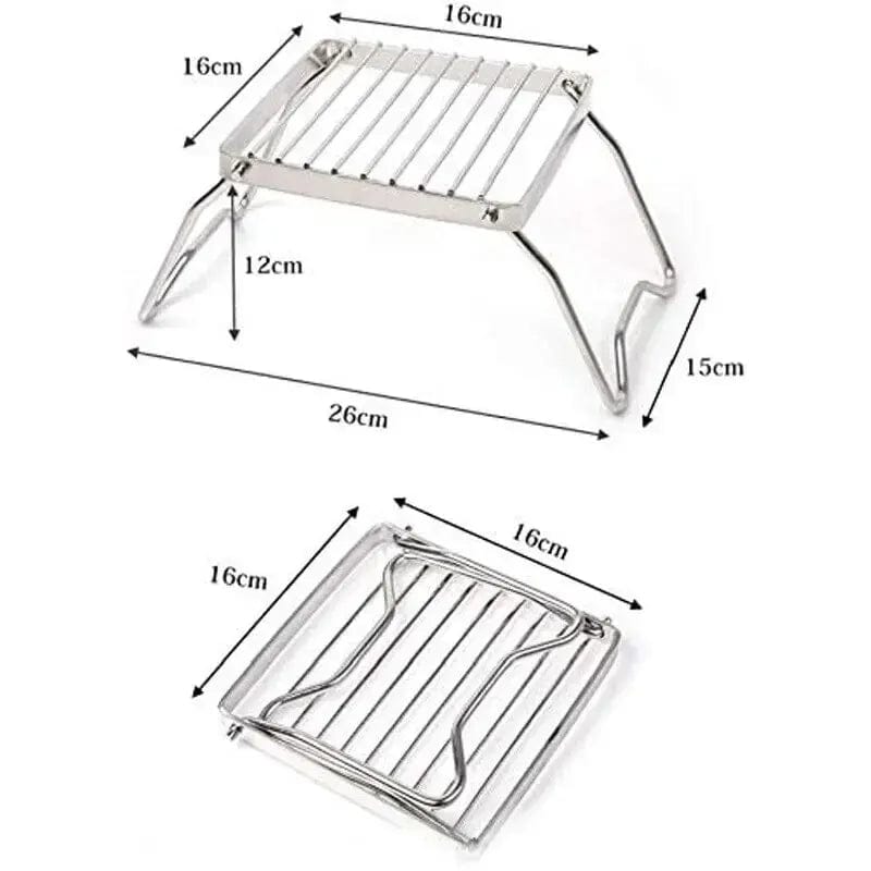 Support pliable de cuisson en acier inoxydable pour barbecue camping 26x15x12cm