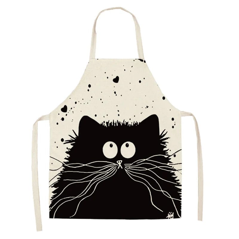 Tablier de Cuisine Cartoon Cat Linen Sleeveless Apron Adult 55x68cm Chats en Coeur / Adulte 55x68cm