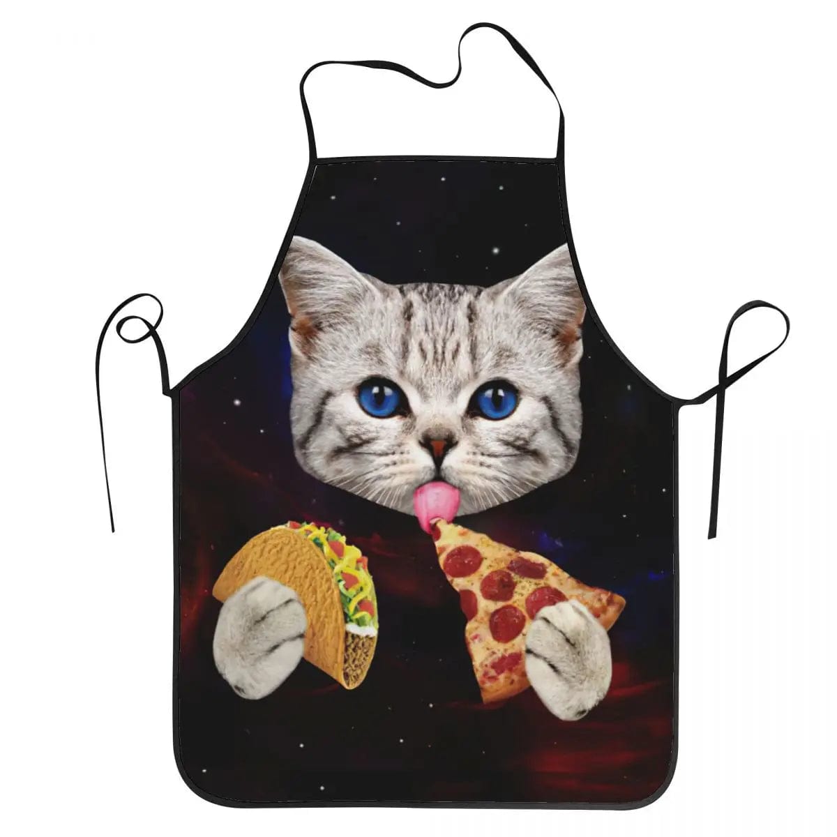 Tablier de cuisine chat spatiale pizza - Drôle pour hommes et femmes 68X95cm
