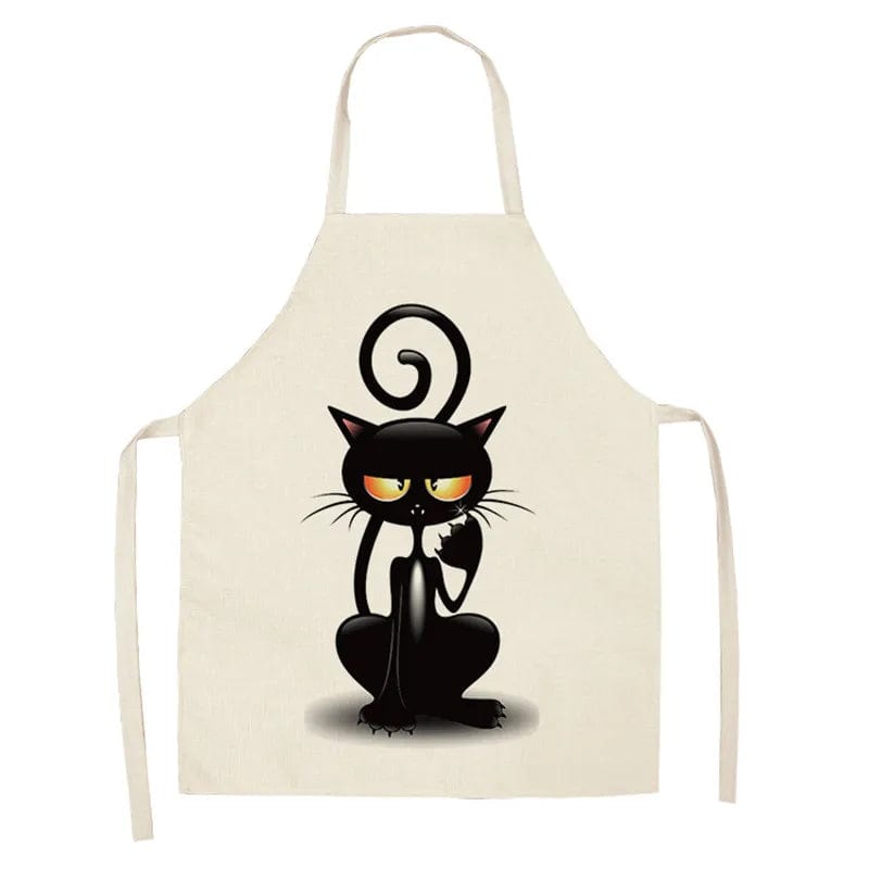 Tablier de Cuisine Chats Japonais Imprimés en Lin 55x68cm - NoEnName_Null Pastel Cats / Adulte 55x68cm