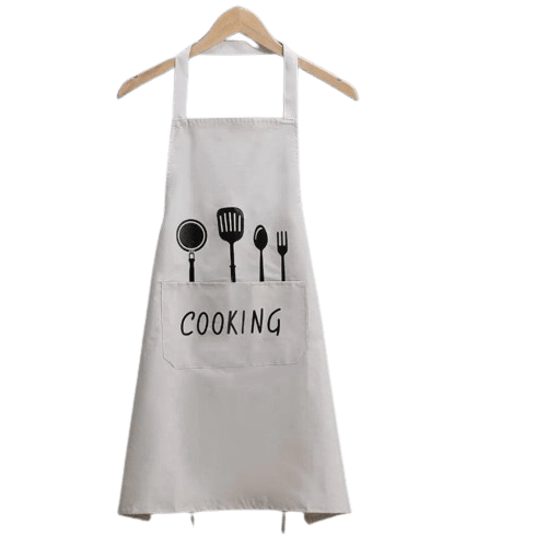 Tablier de Cuisine Classique "Cooking" en PVC Imperméable - Couleur Blanc-cassé Blanc cassé