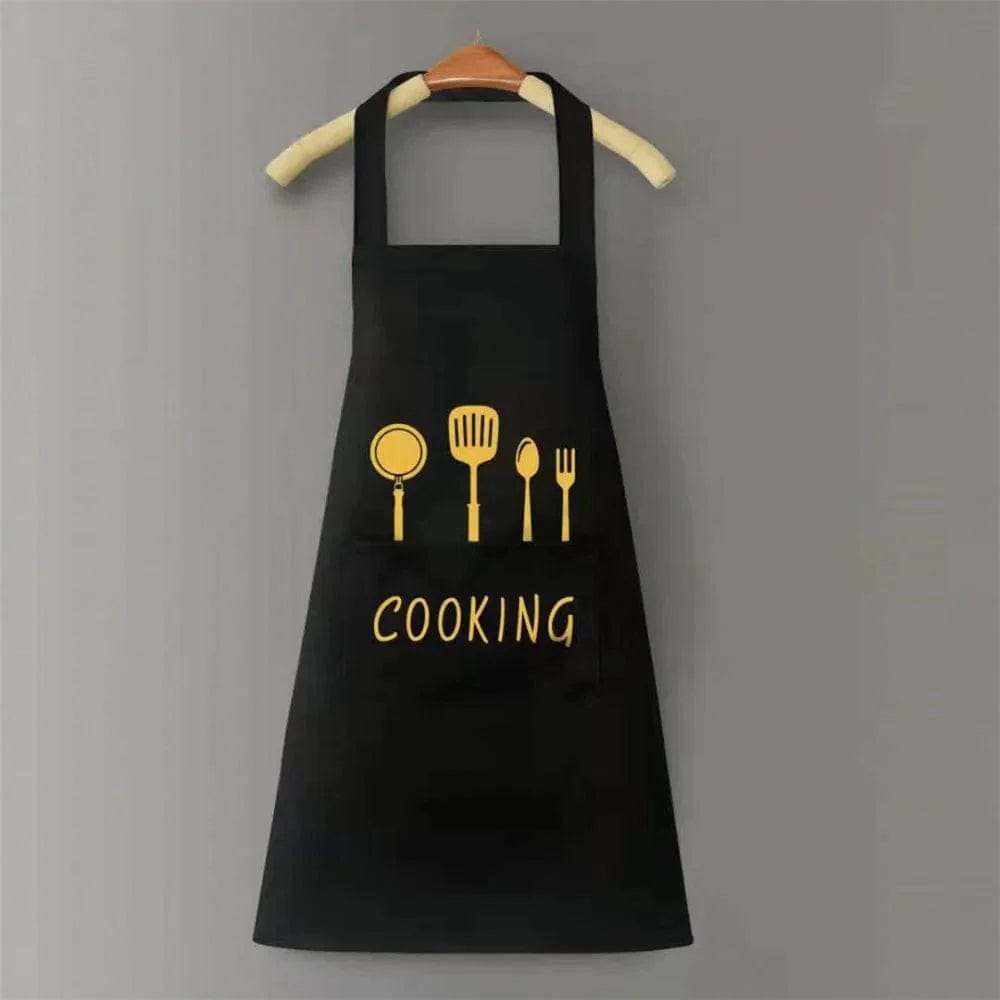 Tablier de Cuisine Classique "Cooking" en PVC Imperméable - Couleur Noire Noir