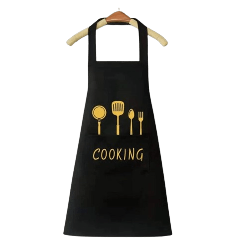 Tablier de Cuisine Classique "Cooking" en PVC Imperméable - Couleur Noire Noir