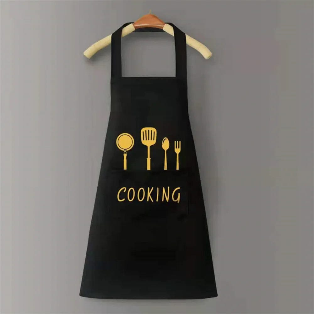Tablier de Cuisine Classique "Cooking" en PVC Imperméable Noir